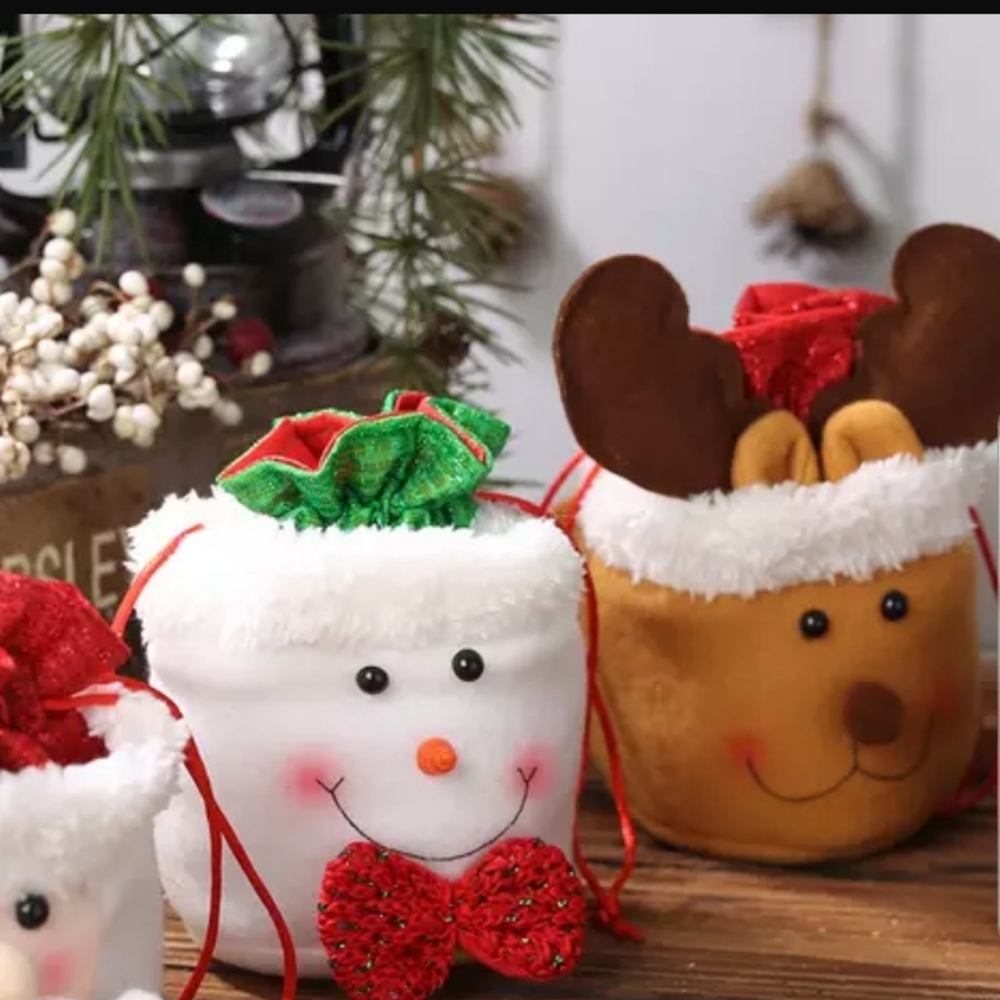 ❄JUST IN!❄Elk Christmas Winter CLOTH Gift bag - Picture 4 of 6